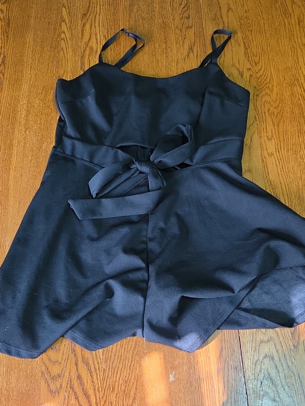 Fashion Nova Black Spaghetti-Strap Mini Dress with Waist Tie